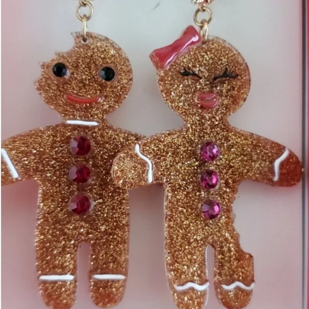Betsey Johnson Christmas Gingerbread Earrings - Picture 1 of 3
